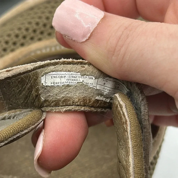 MERRELL "Encore Strap" Deep Tan Suede Mesh Mary Janes Air Cushion Size 8 - Picture 6 of 6